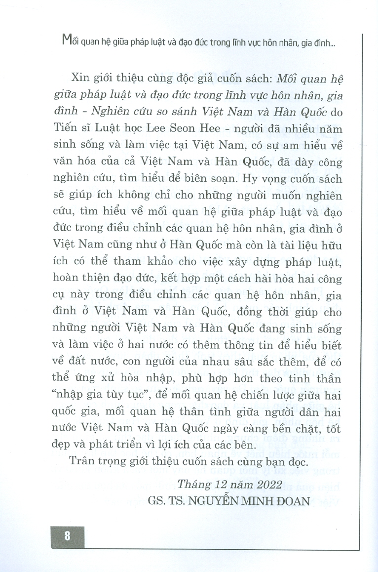 Mối Quan Hệ Giữa Pháp Luật Và Đạo Đức Trong Lĩnh Vực Hôn Nhân, Gia Đình - Nghiên Cứu So Sánh Việt Nam Và Hàn Quốc