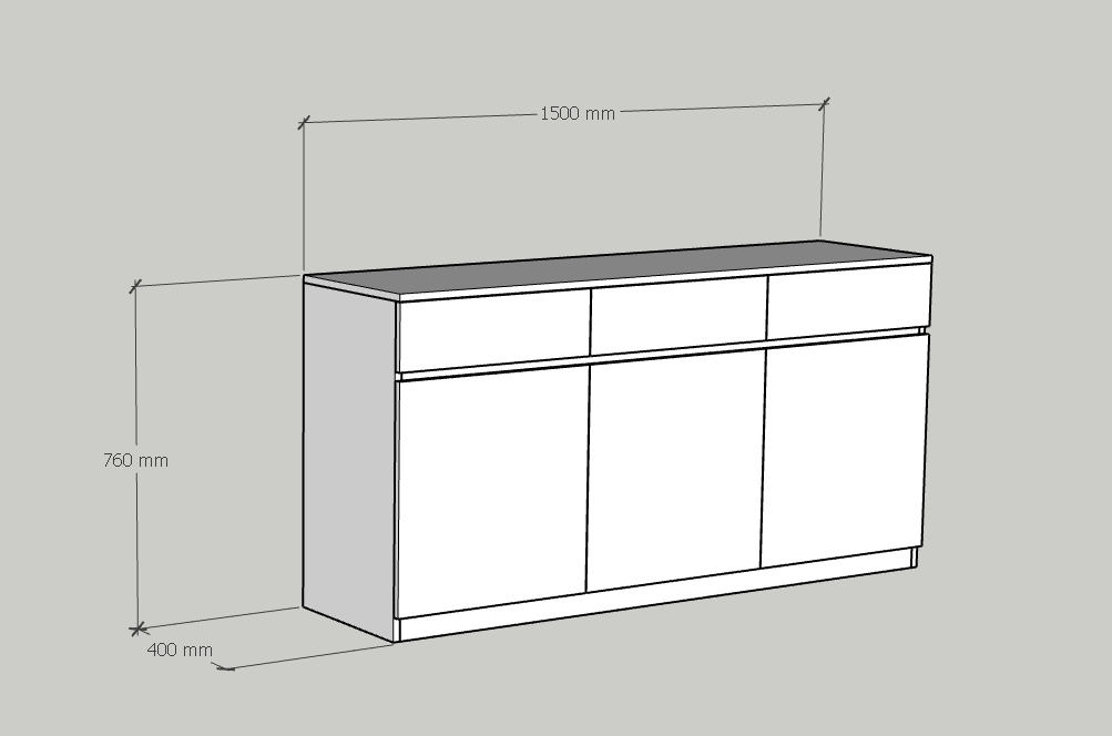 [Happy Home Furniture] OLA, Tủ lưu trữ 3 cánh mở, 150cm x 40cm x 76cm ( DxRxC), TCM_077