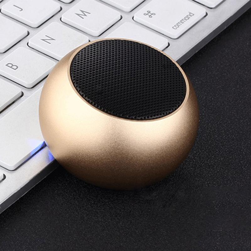 Loa Bluetooth Không Dây TWS Handfree Di Động Loa Nhỏ Loa Bass Hộp Âm Thanh Mini Hộp Âm Thanh Kim Loại Color: Gold