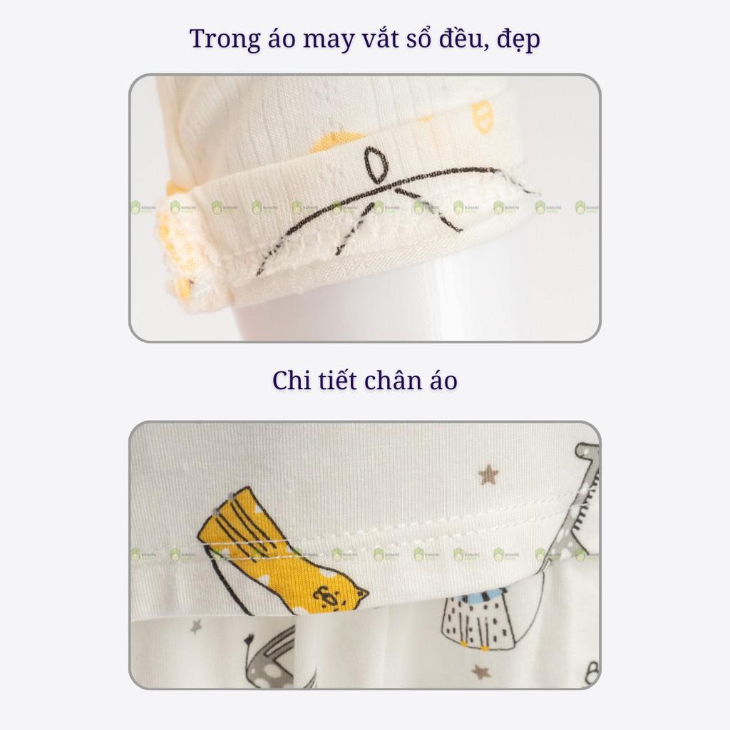 Đồ Bộ Dài Tay Cúc Giữa Bé Trai, Bé Gái UNCHI Vải Cotton Thông Hơi Mềm Mát, Quần Áo Sơ Sinh Thu Đông Cho Bé UNTD2105