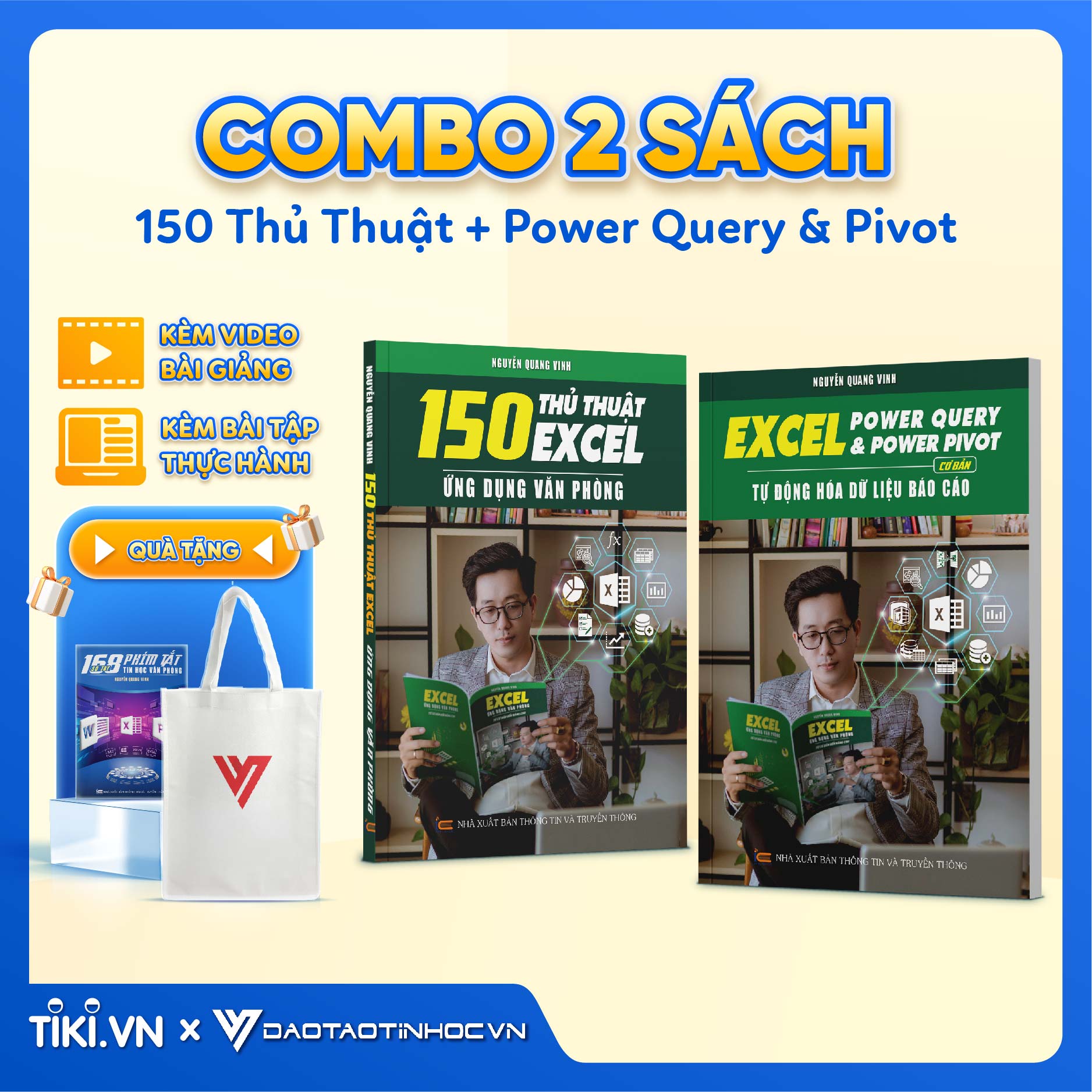 Combo 2 Sách Power Query &amp; Power Pivot Và 150 Thủ Thuật Excel Ứng Dụng Văn Phòng Kèm Video Khóa Học