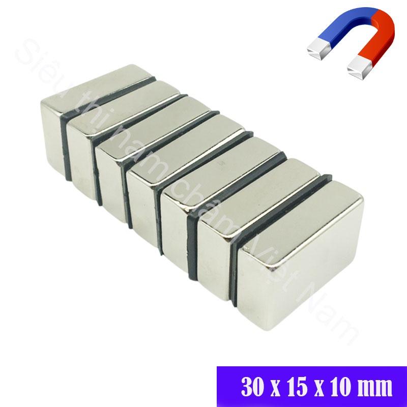 Nam châm hình chữ nhật lực mạnh kích thước 30x15x10mm - giá 1 viên