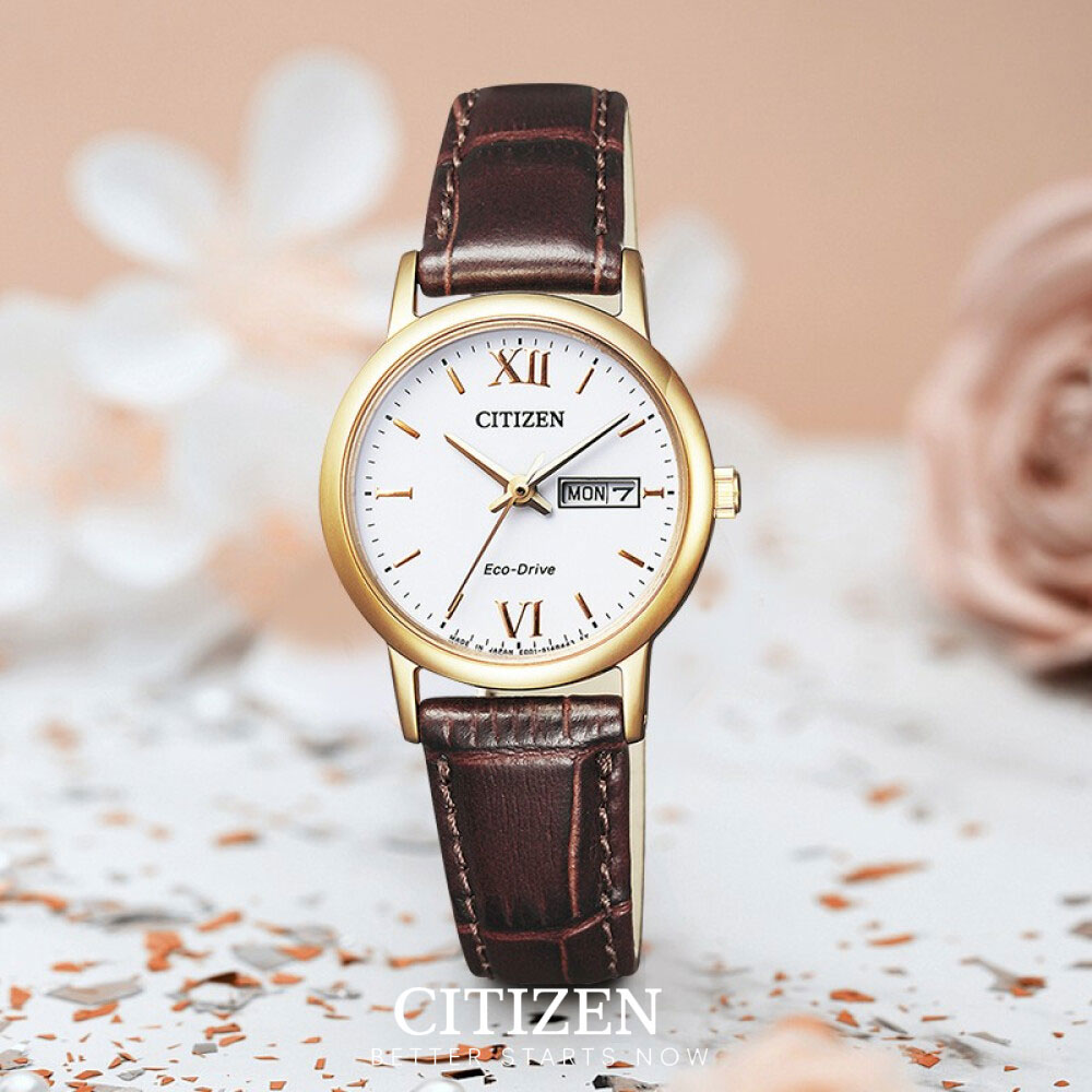 Đồng Hồ Nữ Citizen Dây Da EW3252-07A - Mặt Trắng (Sapphire)