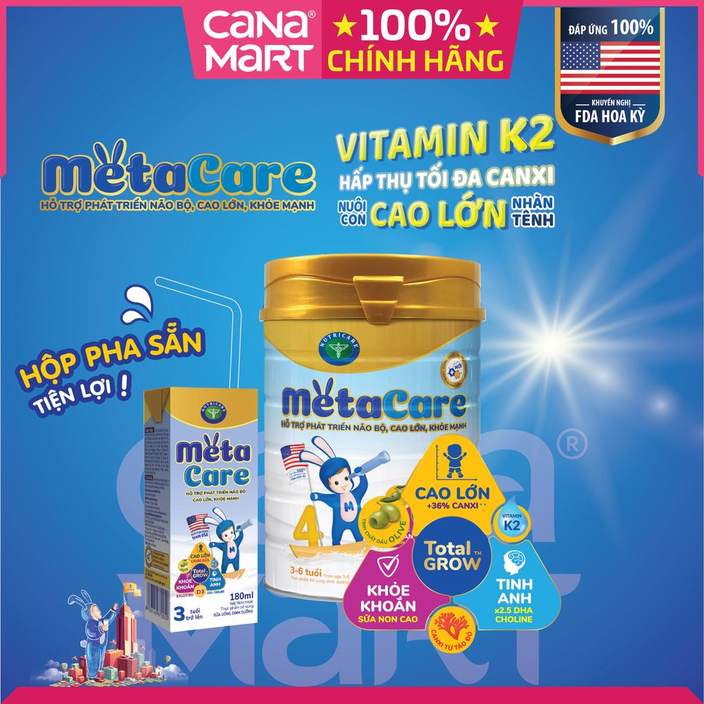 [Lon 400g] Sữa bột tốt cho bé Nutricare MetaCare 2 giúp bé phát triển toàn diện (6-12 tháng)