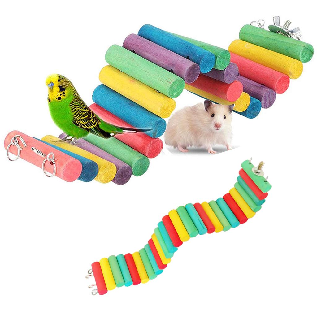 Adjustable Pine Hamster Suspension Bridge Wooden Pet Ladder Mice Parrot Stand Swing Platform Cage Toy Squirrel Playing Rack
