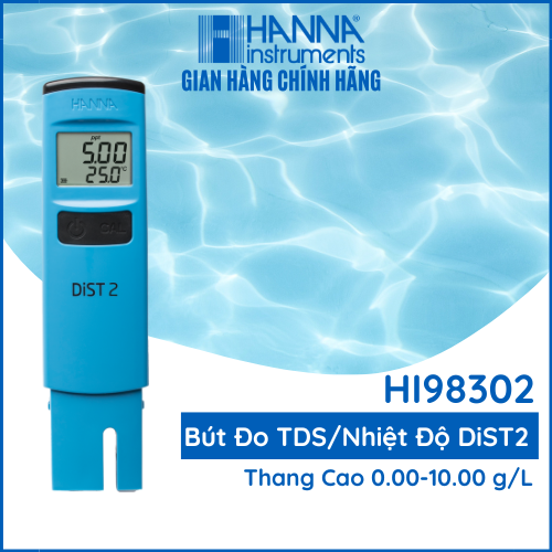 Máy Đo Tổng Chất Rắn Hòa Tan /Nhiệt Độ 0.00 đến 10.00 g/L Bỏ Túi HANNA HI98302  đo trực tiếp trong nước, nông nghiệp, đo nước tưới tiêu, kiểm tra chất lượng nước - Tặng Kèm 4 Gói Dung Dịch để hiệu chuẩn lại máy