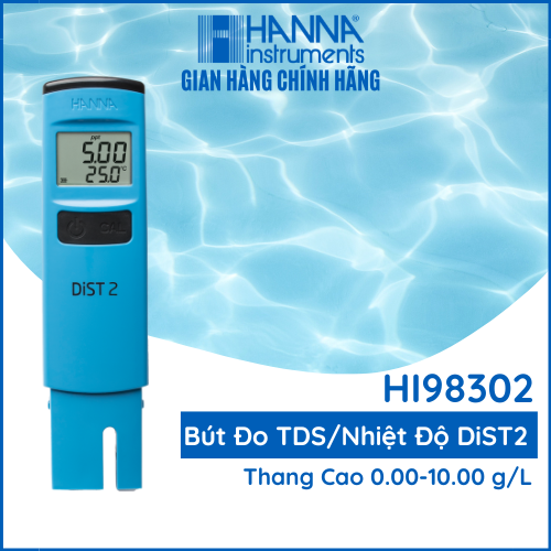 Máy Đo Tổng Chất Rắn Hòa Tan (TDS)/Nhiệt Độ 0.00 đến 10.00 g/L Bỏ Túi HANNA HI98302 (DisT2) đo trực tiếp trong nước, nông nghiệp, đo nước tưới tiêu, kiểm tra chất lượng nước - Tặng Kèm 4 Gói Dung Dịch để hiệu chuẩn lại máy