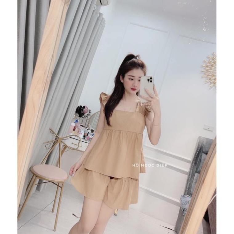 BỘ CÁNH TIÊN CHẤT VOAN ĐŨI NHẸ MÁT TÔN DA BABYDOLL SET TRANG PHỤC MÀU TRẮNG NÂU TÔN DÁNG THỜI TRANG BANAMO 121 124