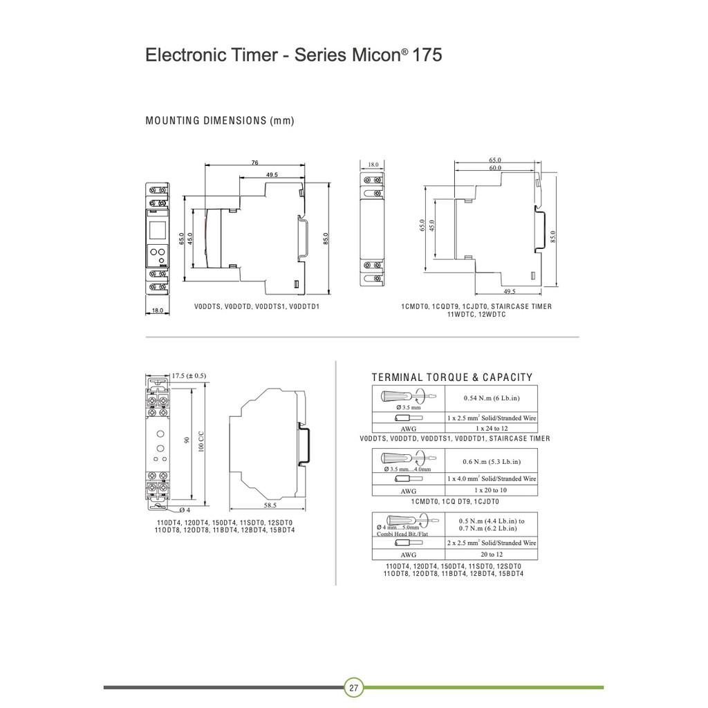 Timer ON DELAY 240 VAC/ 24VAC/DC, 1C/O 12ODT4 và Timer Off Delay