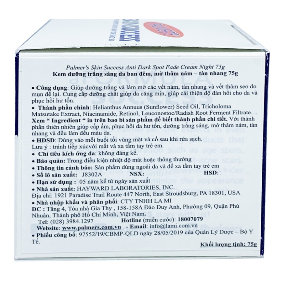 Kem Dưỡng Trắng Sáng Da Ban Đêm, Mờ Thâm Nám – Tàn Nhang Palmer’S Skin Successanti Dark Spot Fade Cream Night