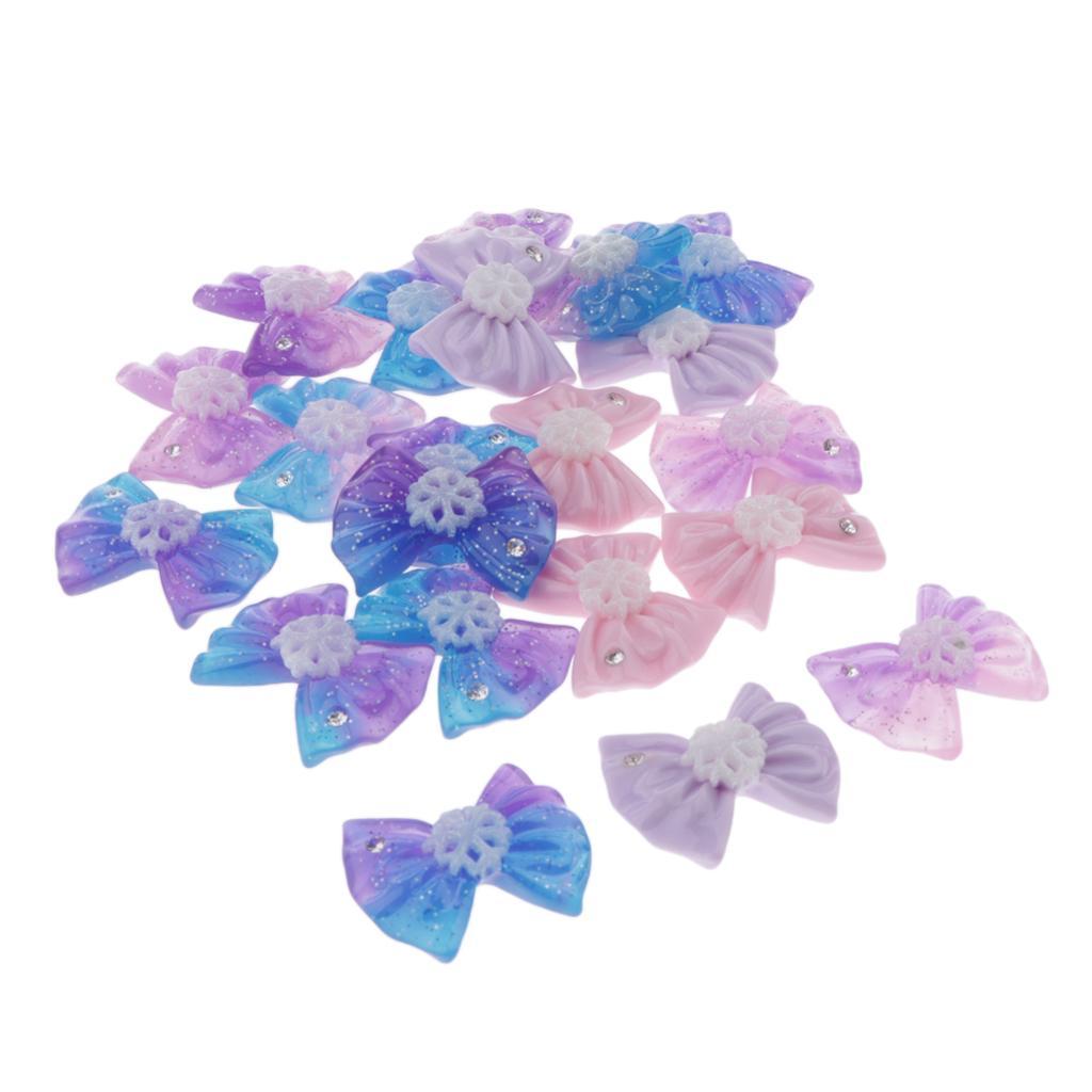 20 Pcs Colorful Bowknot Flatback Cabochon Phone Case DIY Decor