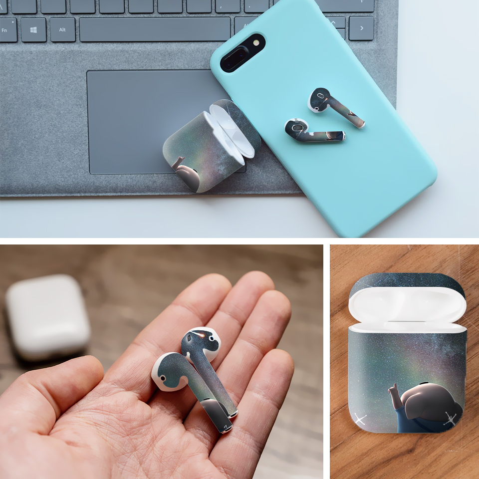 Miếng dán skin chống bẩn cho tai nghe AirPods in hình Heo con dễ thương - HEO2k19 - 042 (bản không dây 1 và 2)