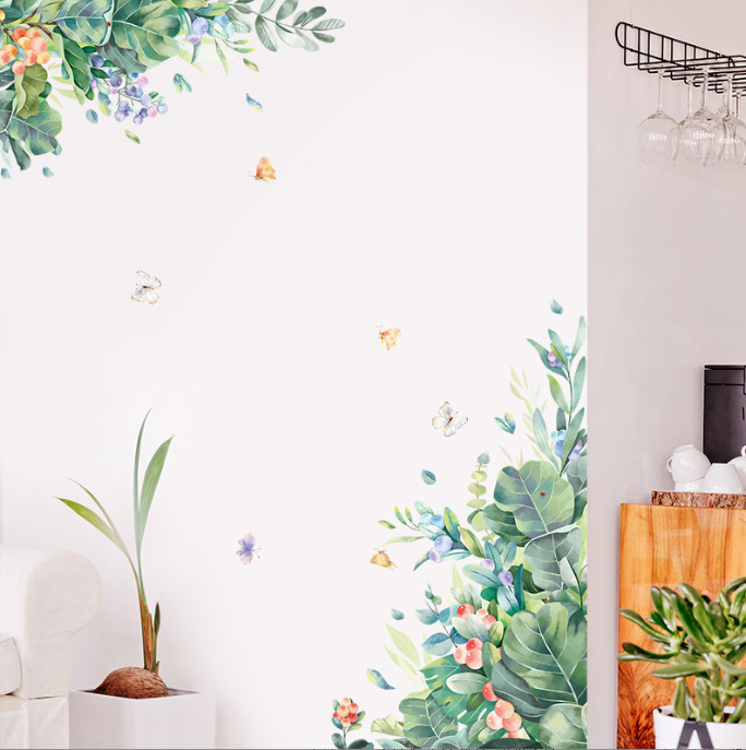 Decal trang trí tường - Bụi hoa leo tường
