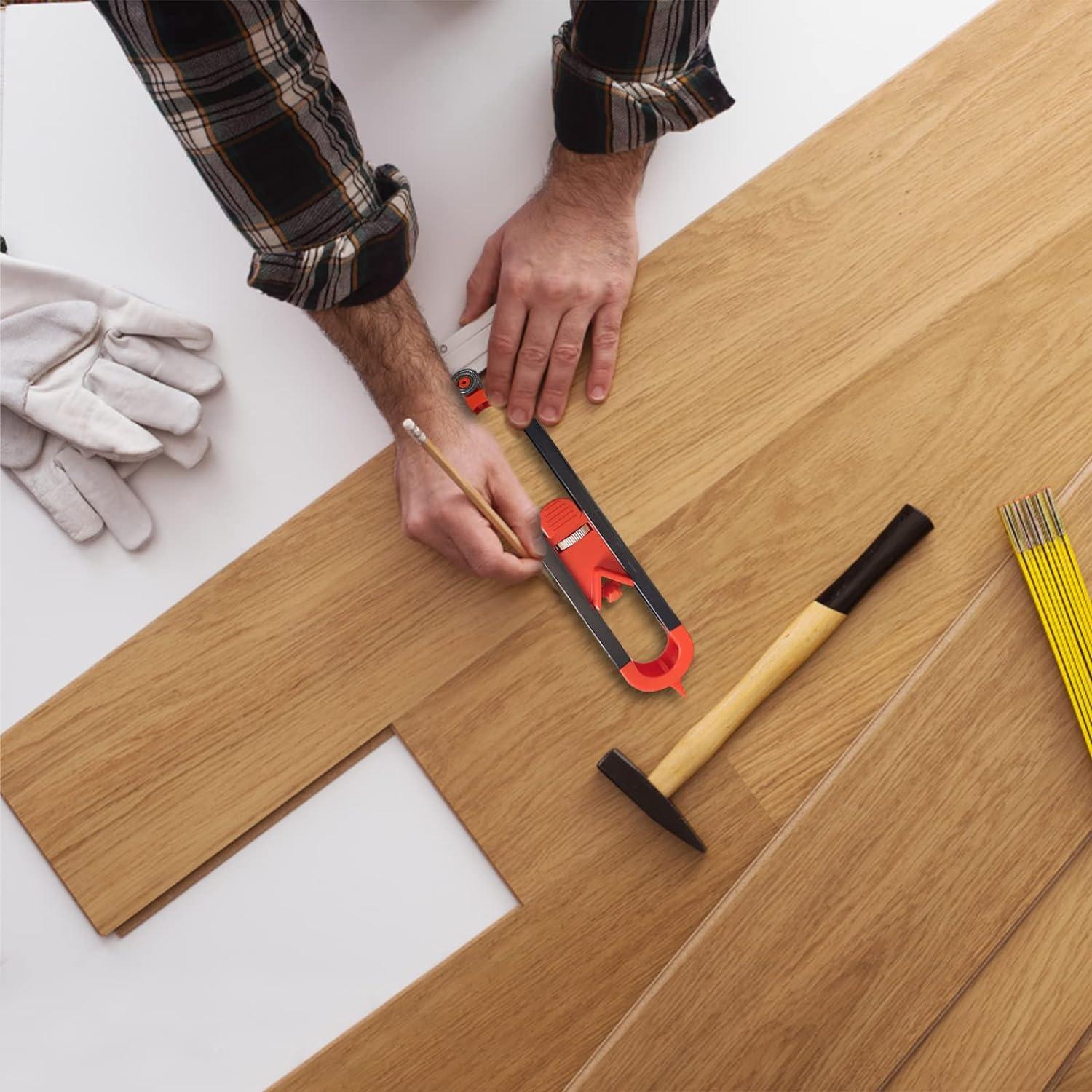 Máy đo đường viền chính xác với khóa đa chức năng cho bút chì tấm ván lát và đồ gá đo cạnh gỗ cho nghề mộc chế biến gỗ