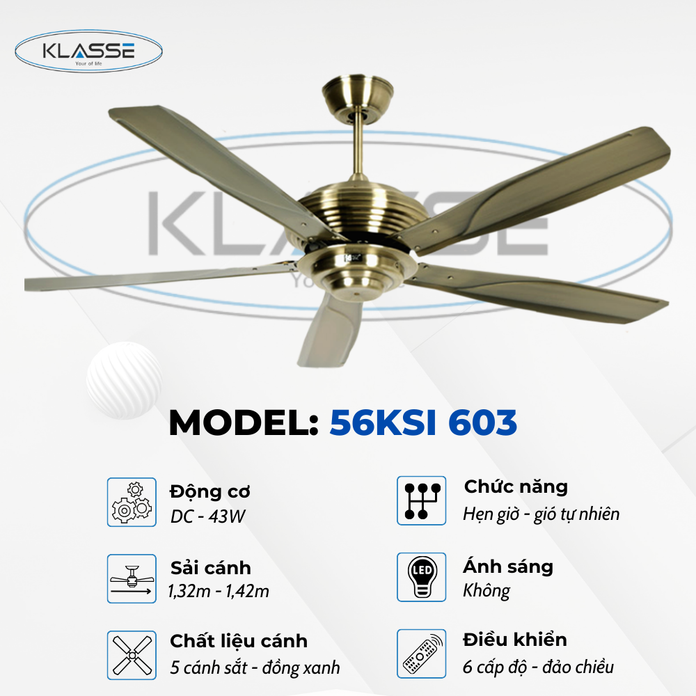 Quạt trần không đèn Klasse 56KSI 603 Hàng chính hãng