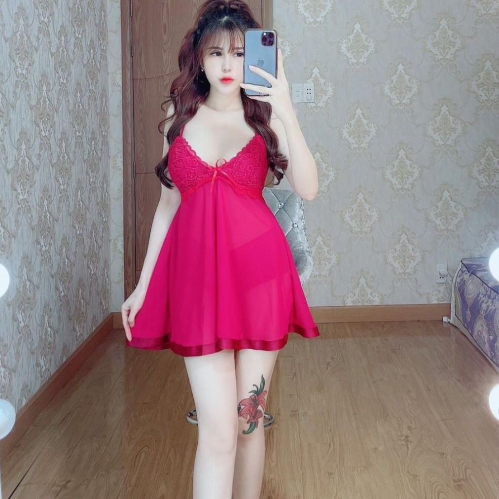 Đồ ngủ nữ️FREE SHIP️Đồ ngủ sexy lụa Chiffon phối Satin cao cấp mềm mại xinh xắn kèm hình thật shop chụp