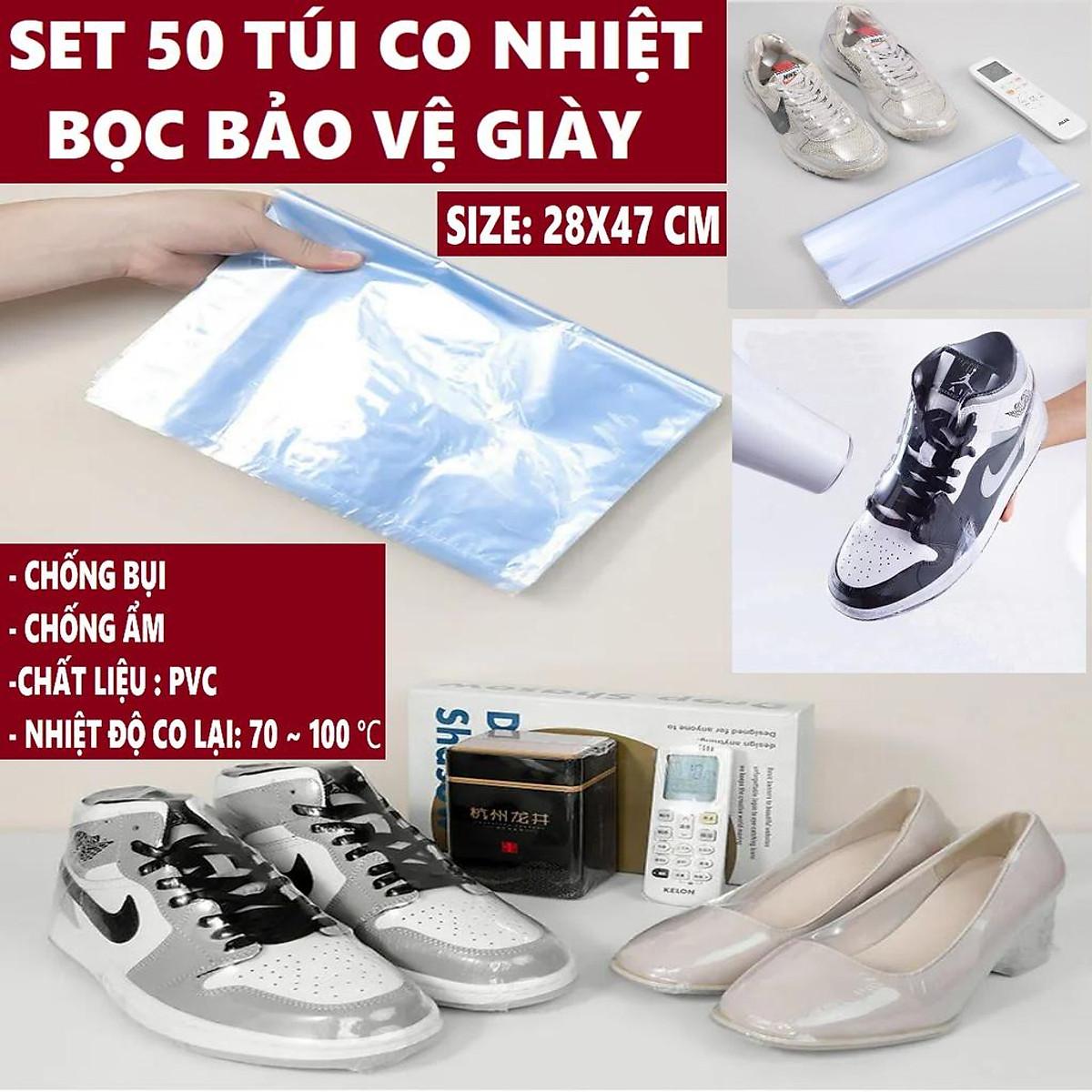 Set 50 Túi Co Nhiệt Bảo Vệ Giầy Dép, Đồ Dùng Gia Đình Chống Bụi, Chống Ẩm Móc Tiện Dụng Size To 28x47cm PVC Dày Dặn