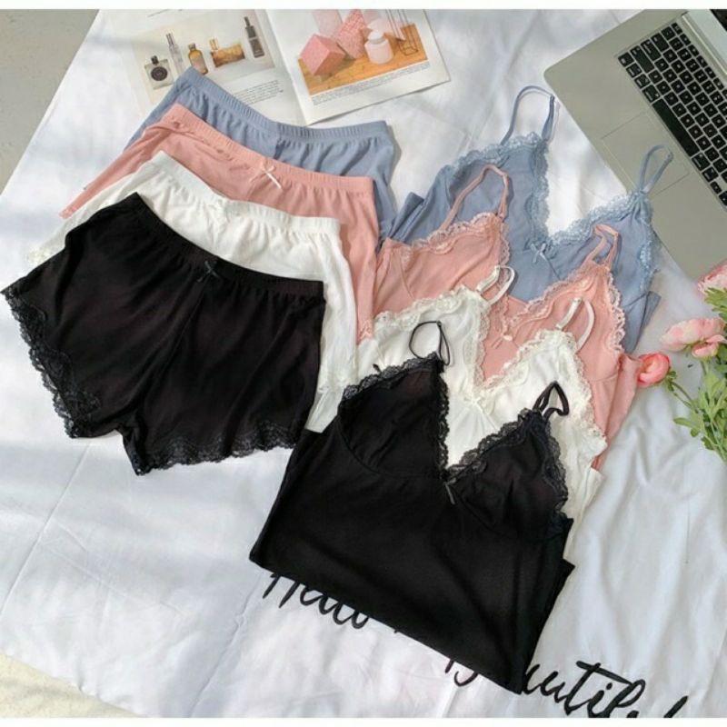 Bộ ngủ tăm cotton 2 dây siêu đẹp