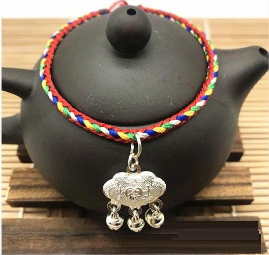 Vòng tay lắc bạc thái chỉ màu handmade nam nữ