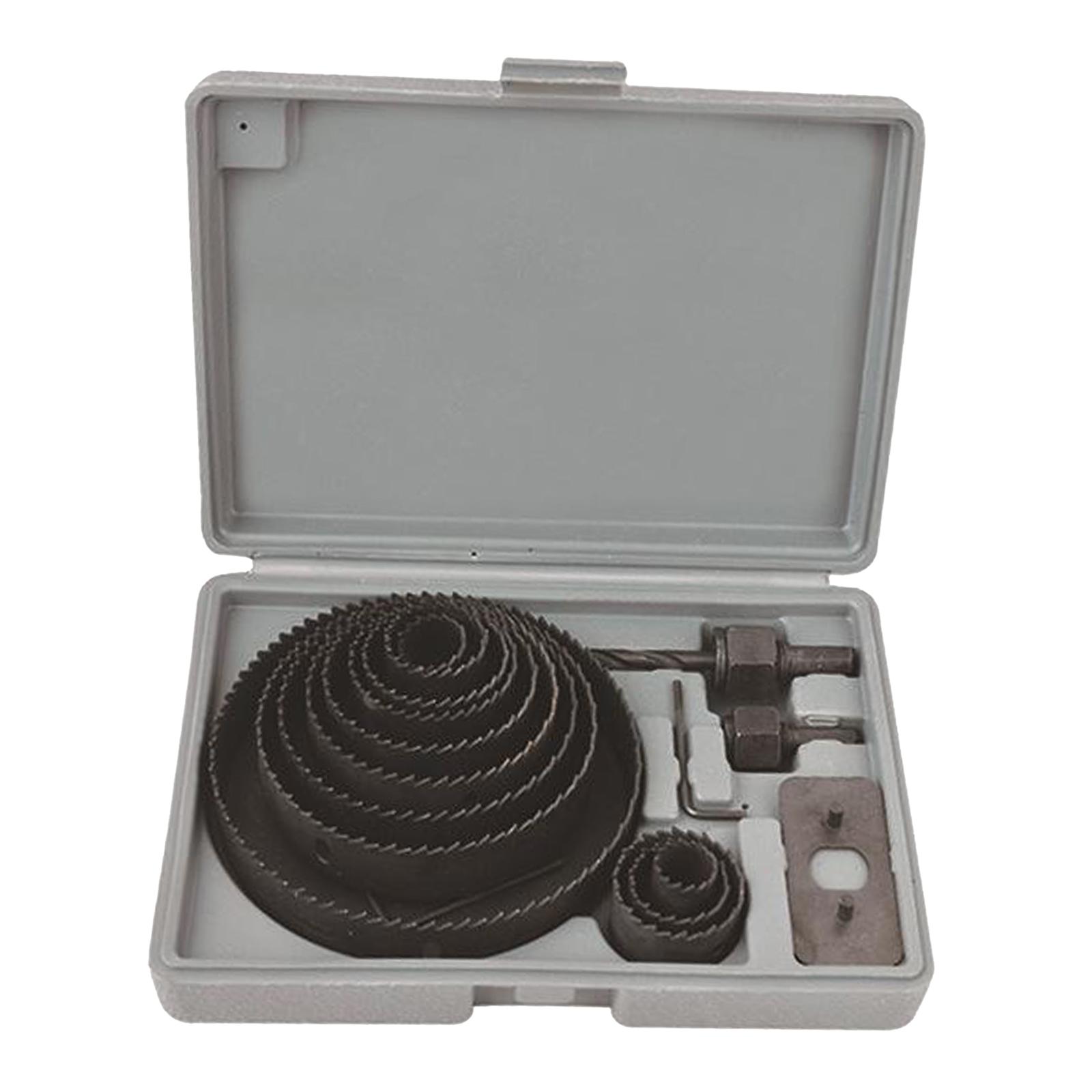 Hole Saw Drill Bit Kit 16 pcs w/ Mandrels Saws Wood Plastic Sheet Metal Cutting