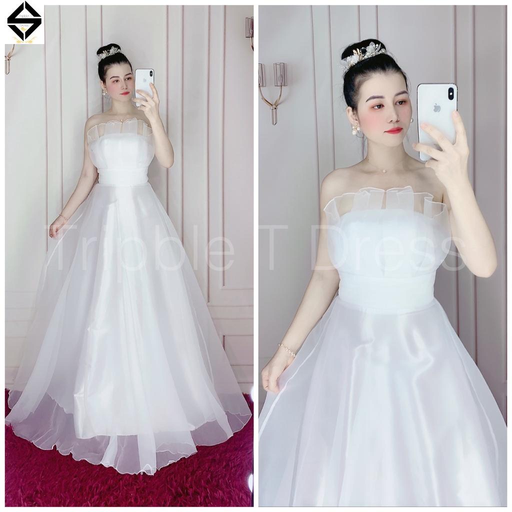 Đầm maxi xòe cúp mặc cưới nhẹ nhàng xếp ly ngực TRIPBLE T DRESS - size S/M