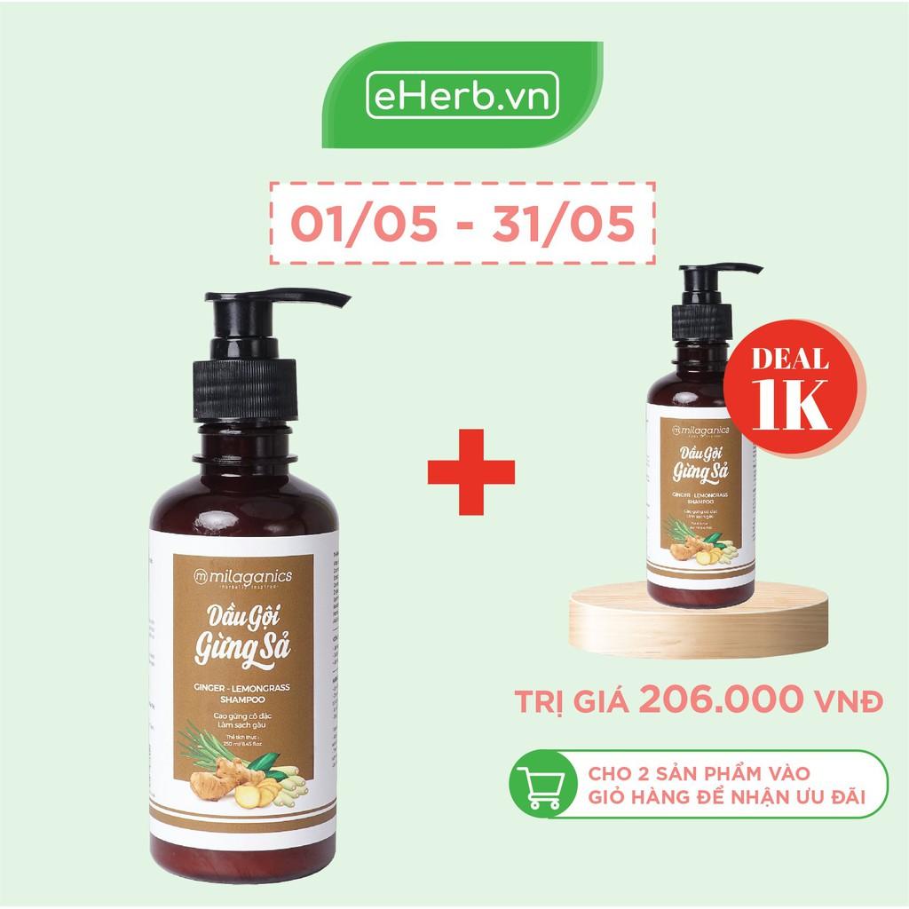 Dầu Gội Gừng Sả Làm Sạch Gàu, Dưỡng Tóc Mềm Mượt Từ Cao Gừng Cô Đặc MILAGANICS 250ml