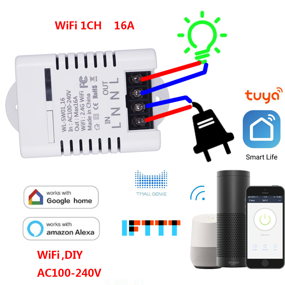 Công tắc thông minh wifi Tuya công suất cao 16A