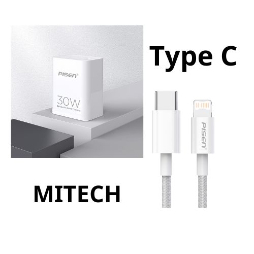 Combo Củ sạc nhanh PISEN Quick PD30W PD3.0 QC4.0+ Cáp sạc PISEN dành cho iPhone ZY QUICK - PD (C to L ) 20W ZY-CL-PD01-1200 - Hàng chính hãng