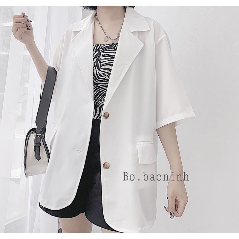 Áo blazer ngắn tay thời trang Hàn quốc/Áo blazer ngắn tay túi nắp Ulzzang