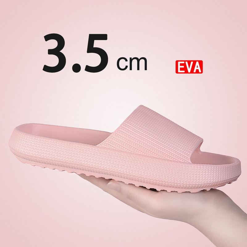 Phụ nữ đàn ông dép dày đặc điểm mùa hè trượt tuyết phòng tắm chống trượt đôi dép mềm dép thời trang dép xỏ ngón Color: Black-3.6cm Shoe Size: 36-37