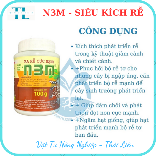 N3M Kích Thích Ra Rễ Lọ 100 GRAM - Kích Thích Ra Rễ Cực Mạnh - Phân Bón N3M - Phân Kích Rễ