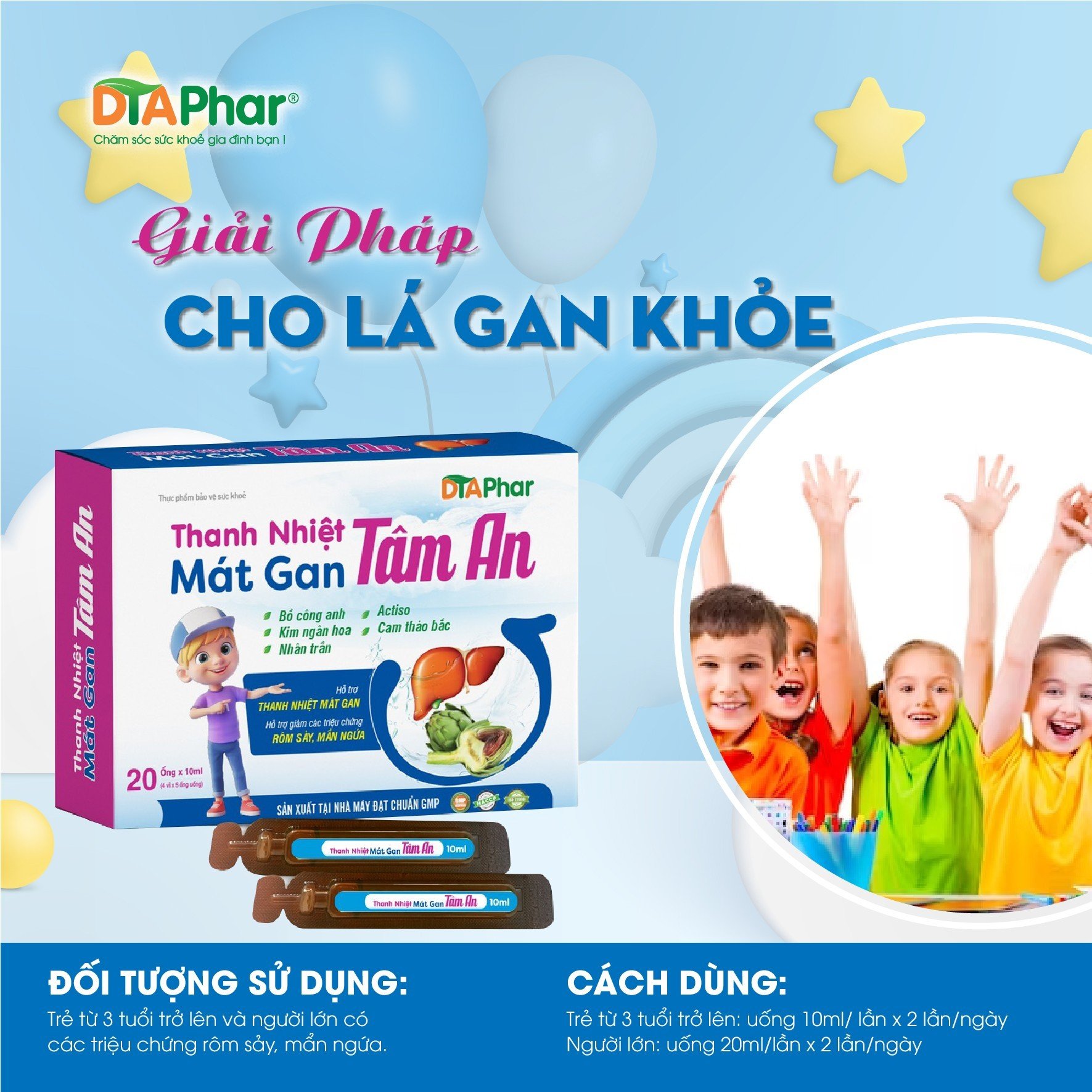 Thanh nhiệt mát gan Hỗ trợ giảm nóng trong do cơ thể bị nhiệt Hộp 20 ống Tâm An Pharma