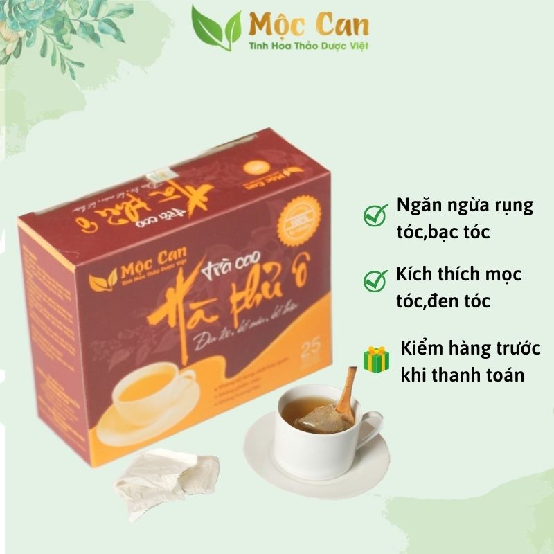 Trà hà thủ ô túi lọc ngăn ngừa rụng tóc,cải thiện tóc bạc sớm,hói đầu hộp 25 gói