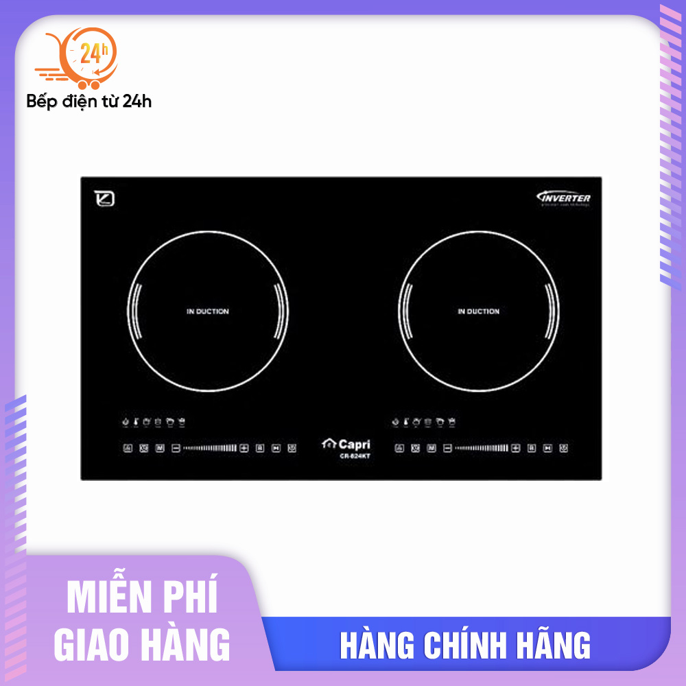 Bếp điện từ đôi cao cấp Capri CR-824KT, Hàng chính hãng, nhập khẩu Malaysia