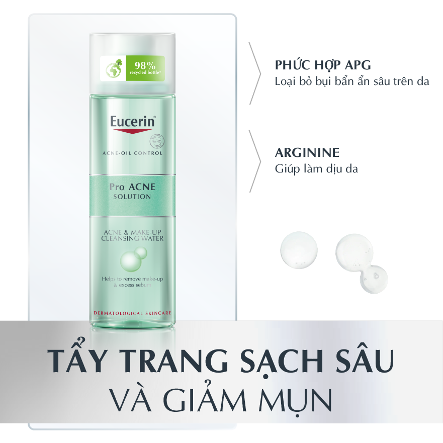 Eucerin Nước Tẩy Trang Cho Da Mụn Proacne Make Up Cleansing Water 200ml