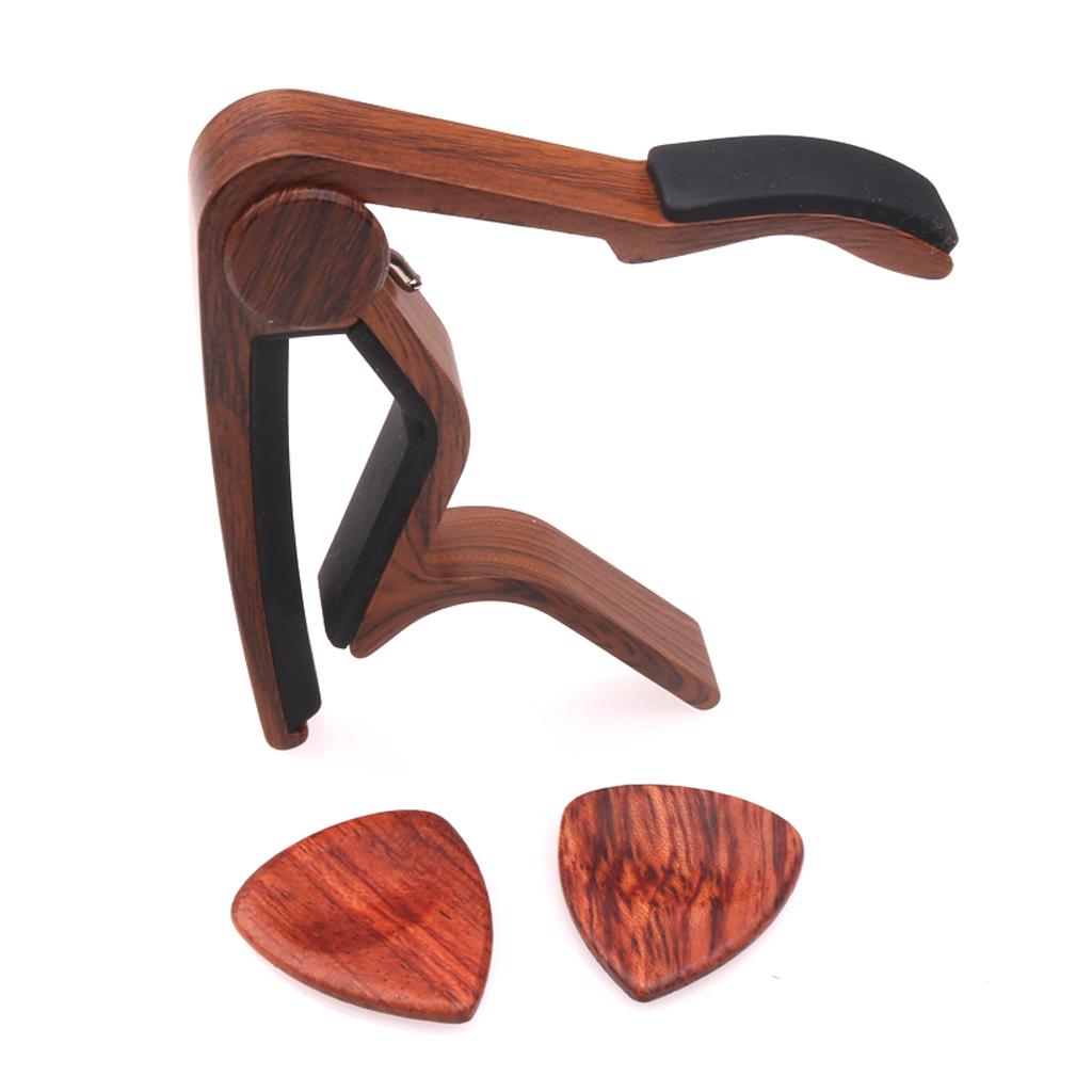 Quick Release Guitar Capo Key Clamp Trigger with 2pcs Picks Plectrums Set