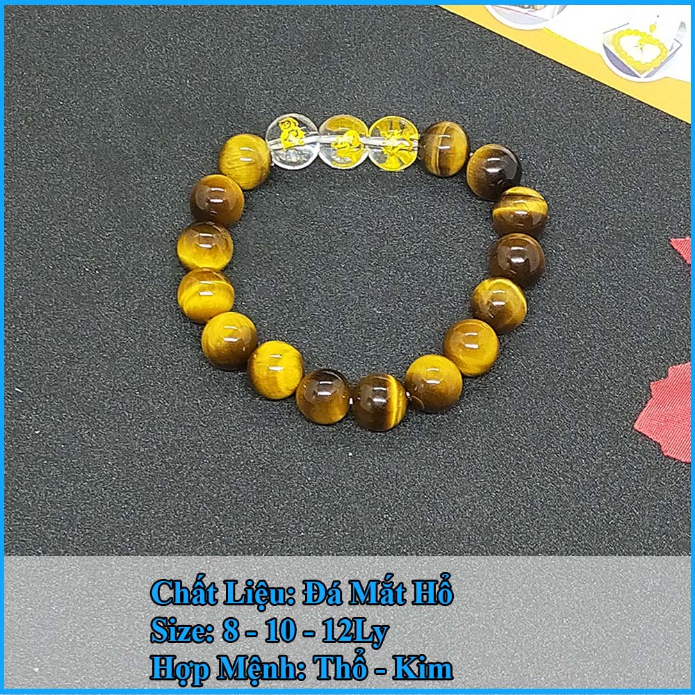 Vòng tay phong thủy nam tam hợp thân tý thìn chất liệu mắt hổ tự nhiên - size 8 10 12ly cho người mệnh thổ, mệnh kim - có khai quang điểm nhãn may mắn tài lộc - bảo hành 12 tháng - PHONG THỦY ANH VŨ