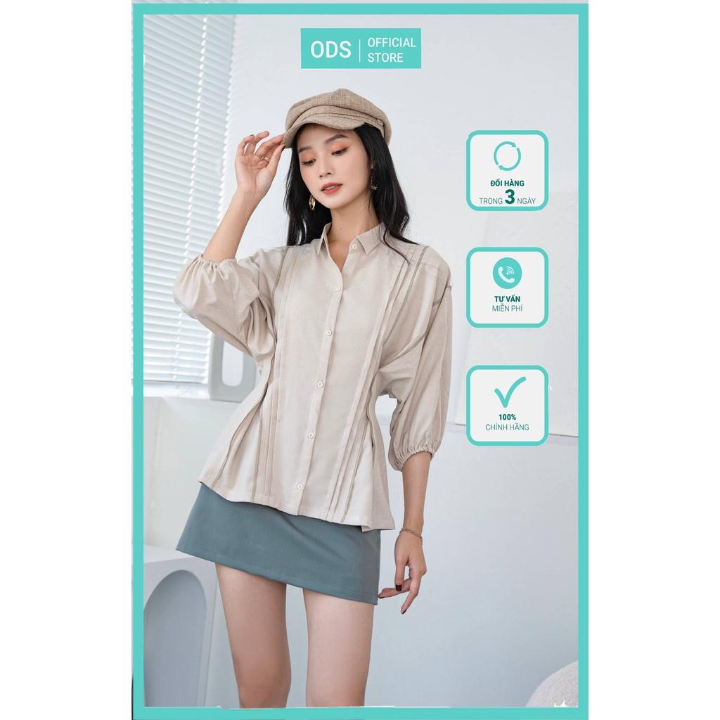 Áo sơ mi cánh dơi ODS xếp ly dọc thân