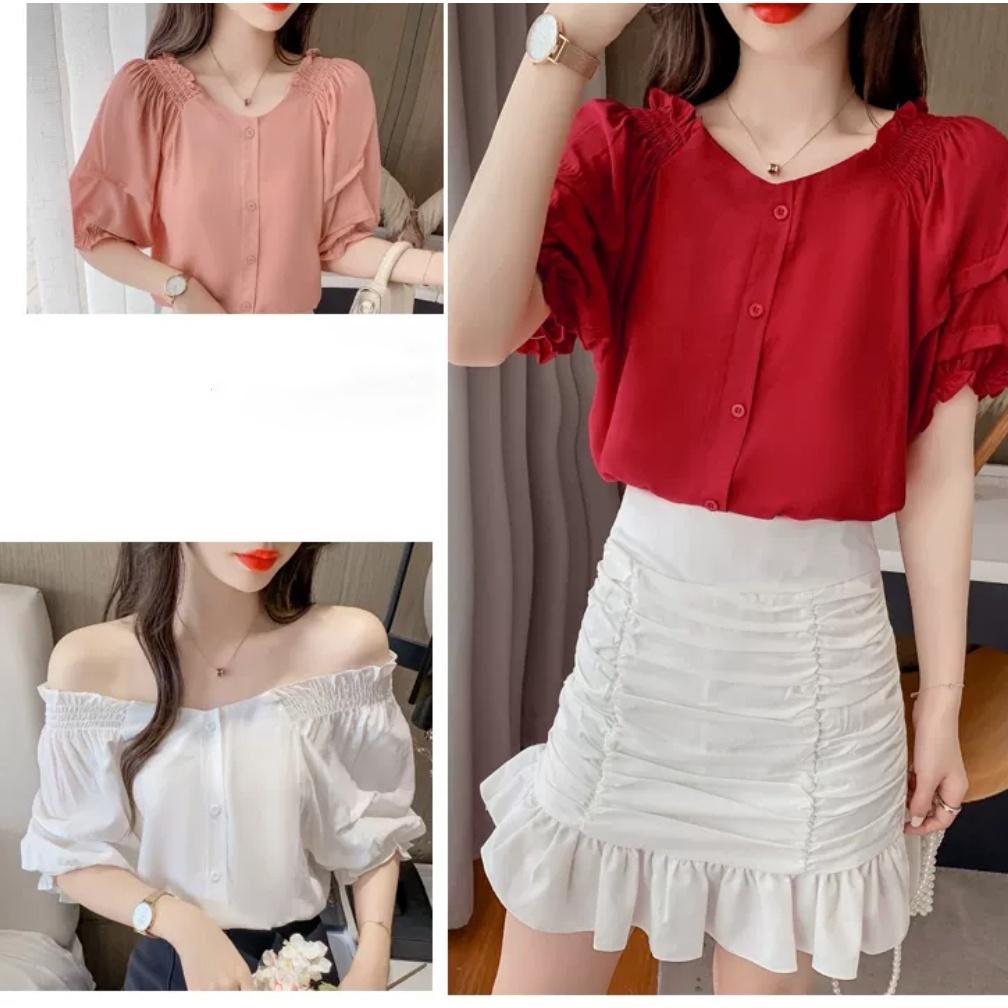 Áo Kiểu Tay Peplum Cách Điệu Phong cách Hàn Quốc