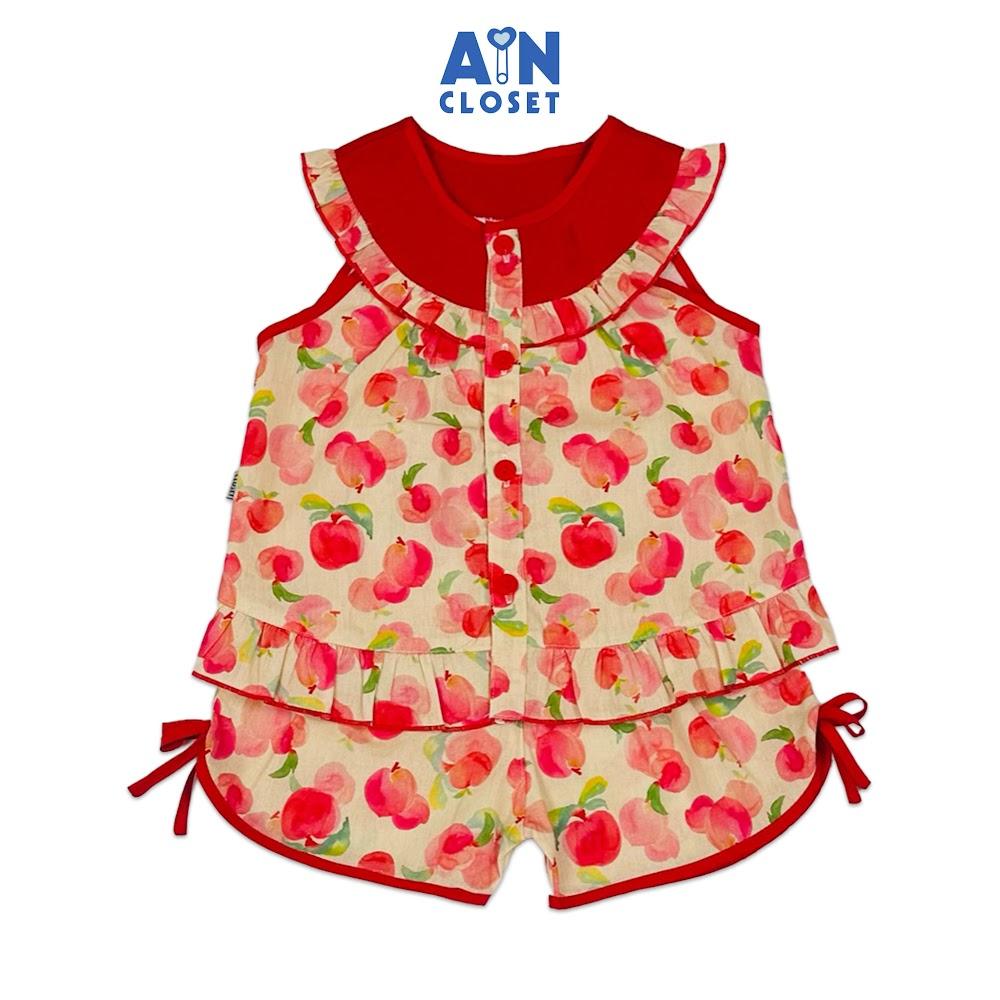 Bộ quần áo Ngắn bé gái họa tiết Đào Đỏ Cotton - AICDBGCELHHH - AIN Closet