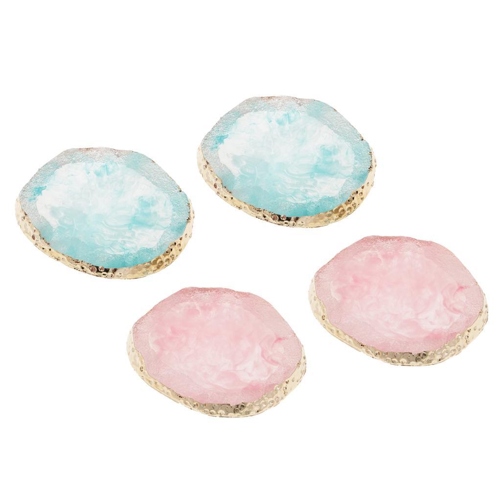 4x Imitation Agate Color Mixing Plate Jewelry Display Pad Coaster Mat Craft
