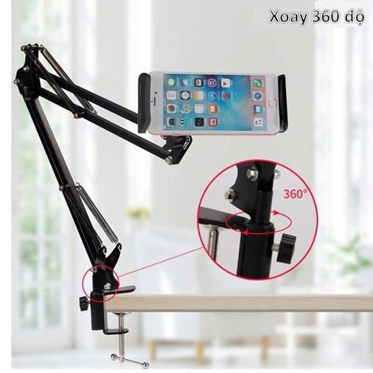 Giá đỡ ĐT, máy tính bảng kẹp bàn xoay 360 độ