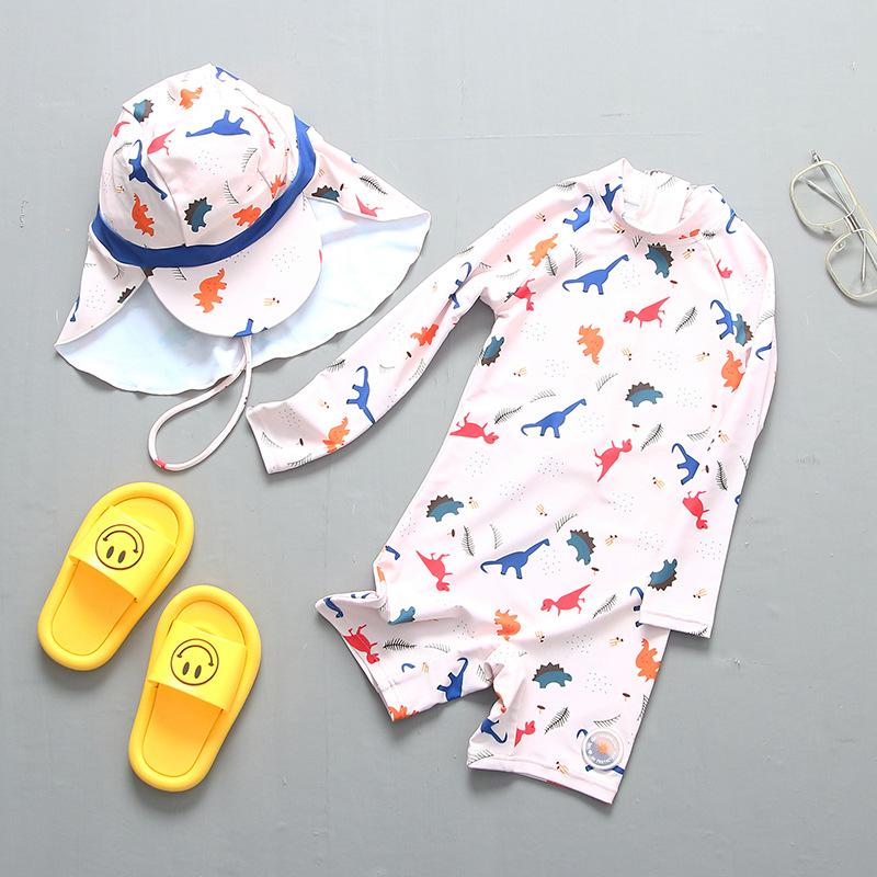 Bơi Bé Trai UV Dài Tay Một Mảnh Có Mũ Quần Bơi Trẻ Em Tắm Cho Bé Tập Đi Đi Biển Bơi Trẻ Em Phù Hợp Với Trẻ Em đồ Bơi