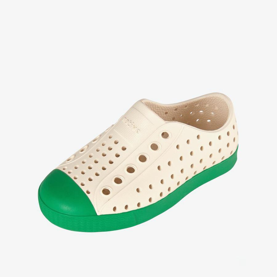 Giày Lười Trẻ Em Unisex NATIVE Jefferson Junior - Bone White/ Picnic Green