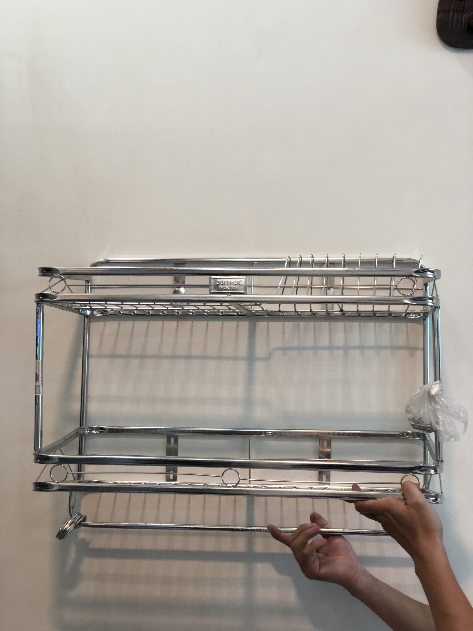 KỆ TREO ĐỂ CHÉN DĨA 2 TẦNG INOX SUS 304 KHÔNG GỈ SÉT