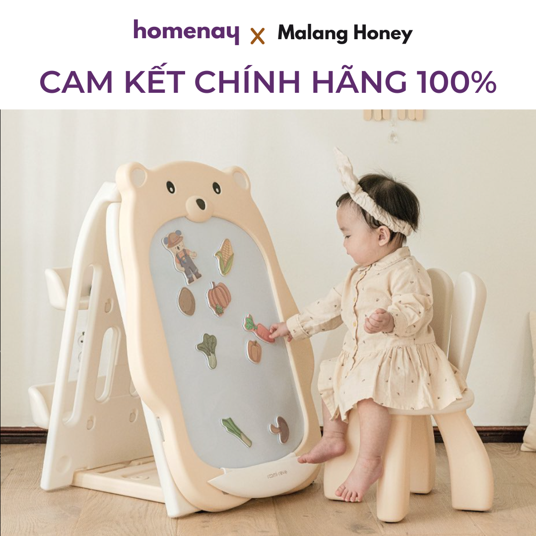 Bảng Từ &amp; Ghế Ngồi Cho Bé – Malang Honey – Hình Gấu Màu Nâu Đáng Yêu