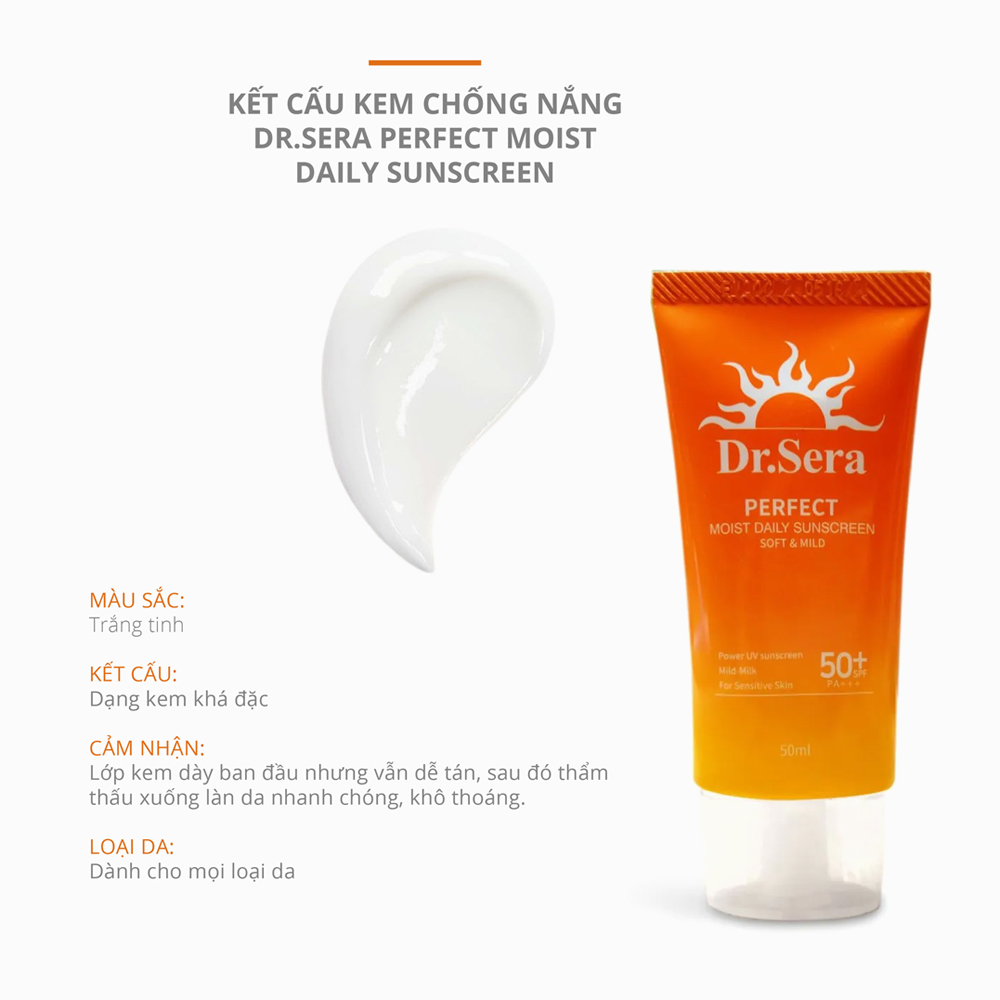 Kem chống nắng Dr.Sera sunscreen nâng tông, dưỡng ẩm SPF+/PA+++ 50ml