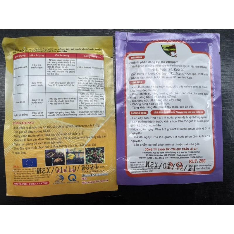 Phân bón cây kiểng 8 loại kích ra hoa, kích rể, nảy chồi, xanh lá, dưỡng cây, chống rụng nụ gói 25G