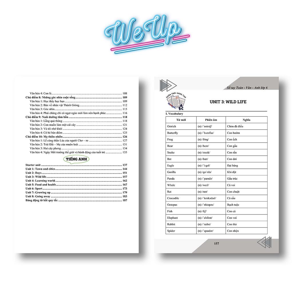 Sách- Combo Sổ Tay Đề Cương Toán Văn Anh Lớp 6 Học Theo SKETCHNOTE & Sổ Toán Văn Anh chương trình kết nối