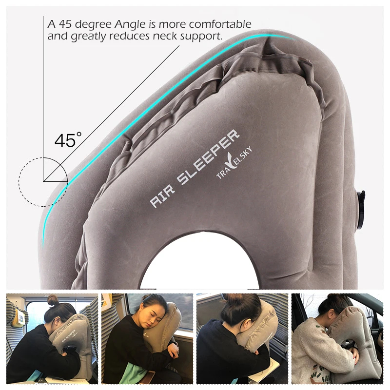 Gối ngủ hơi du lịch, máy bay, công sở Inflatable Air Cushion Sleeper Travel Sky Pillow